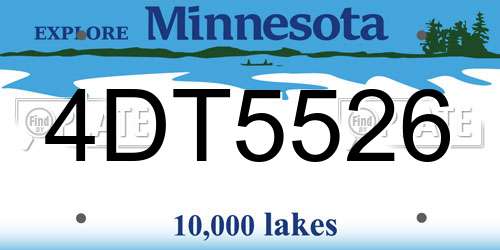 4DT5526 Minnesota License Plate