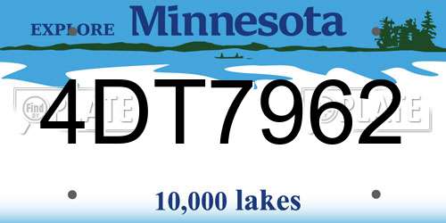 4DT7962 Minnesota License Plate
