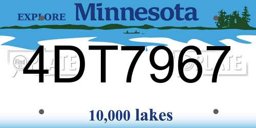 4DT7967 Minnesota License Plate