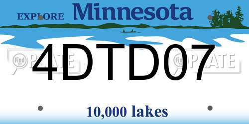 4DTD07 Minnesota License Plate