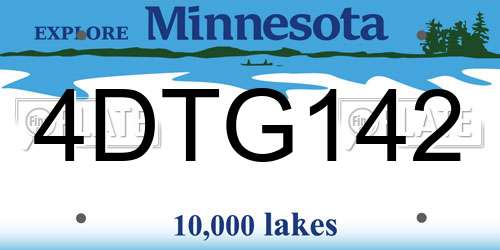 4DTG142 Minnesota License Plate
