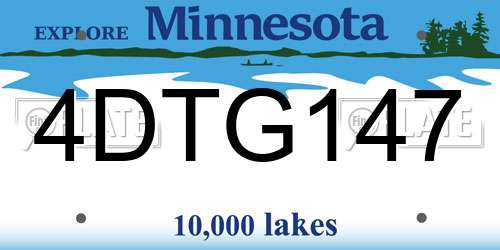 4DTG147 Minnesota License Plate