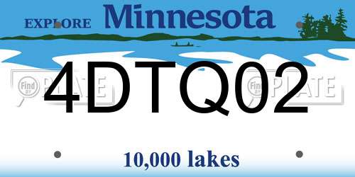 4DTQ02 Minnesota License Plate