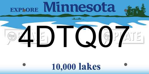 4DTQ07 Minnesota License Plate