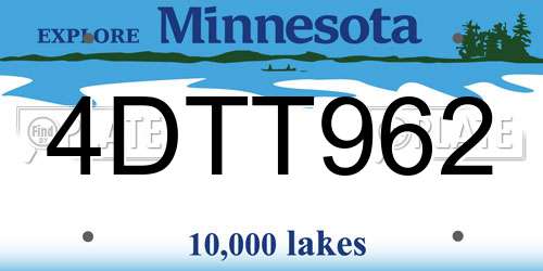 4DTT962 Minnesota License Plate