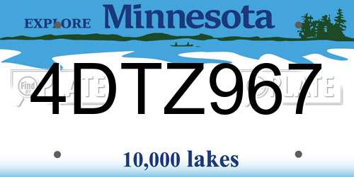 4DTZ967 Minnesota License Plate