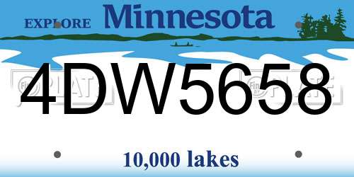 4DW5658 Minnesota License Plate