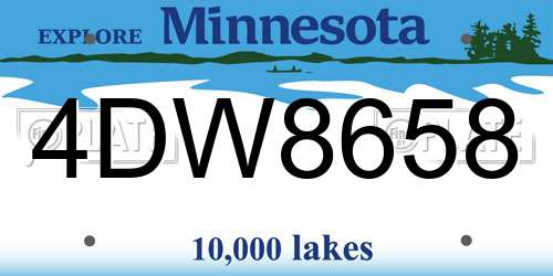 4DW8658 Minnesota License Plate