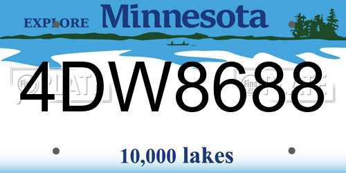 4DW8688 Minnesota License Plate