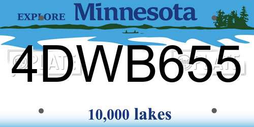 4DWB655 Minnesota License Plate