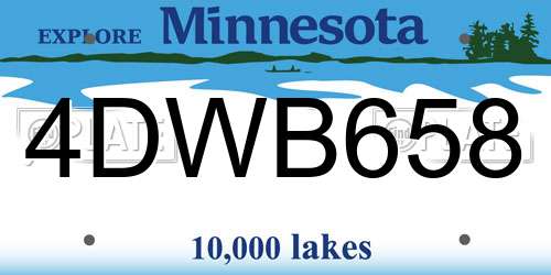 4DWB658 Minnesota License Plate