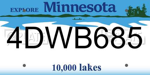 4DWB685 Minnesota License Plate