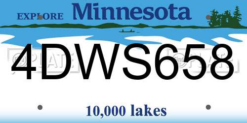 4DWS658 Minnesota License Plate