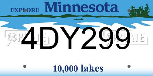 4DY299 Minnesota License Plate