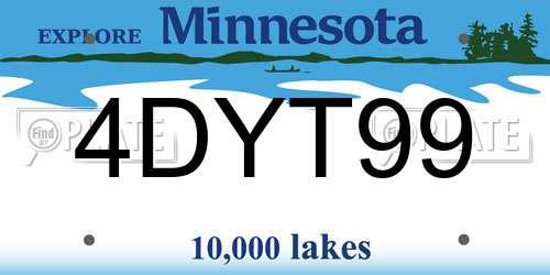 4DYT99 Minnesota License Plate