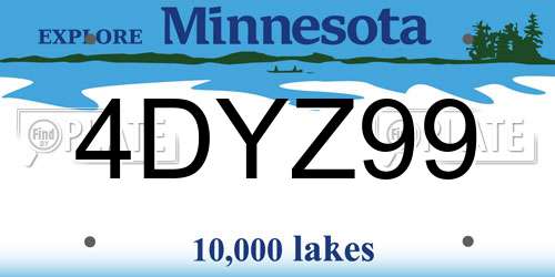 4DYZ99 Minnesota License Plate