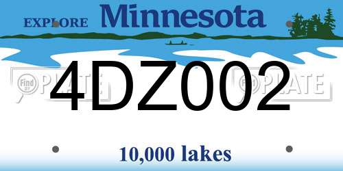 4DZ002 Minnesota License Plate