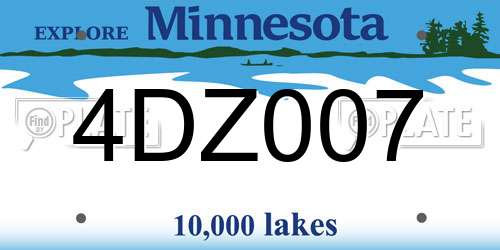 4DZ007 Minnesota License Plate