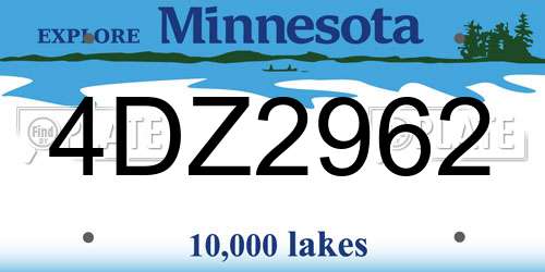 4DZ2962 Minnesota License Plate