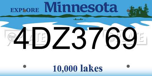 4DZ3769 Minnesota License Plate