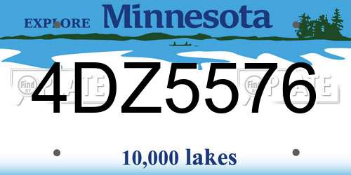 4DZ5576 Minnesota License Plate