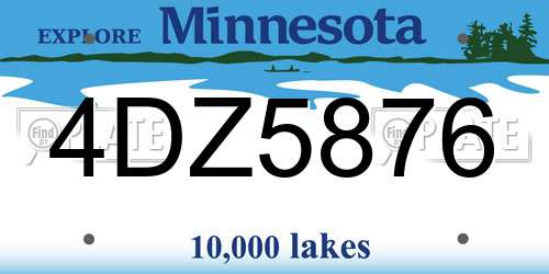 4DZ5876 Minnesota License Plate