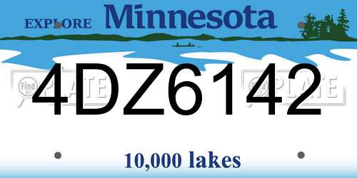4DZ6142 Minnesota License Plate