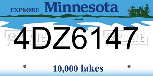 4DZ6147 Minnesota License Plate