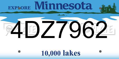4DZ7962 Minnesota License Plate