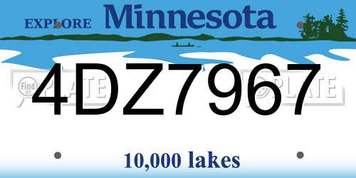4DZ7967 Minnesota License Plate