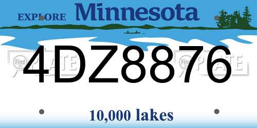 4DZ8876 Minnesota License Plate