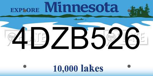 4DZB526 Minnesota License Plate