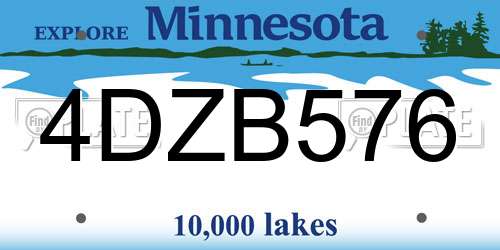 4DZB576 Minnesota License Plate