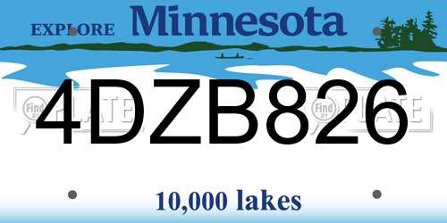 4DZB826 Minnesota License Plate