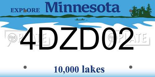 4DZD02 Minnesota License Plate