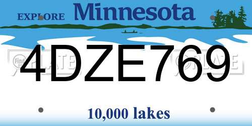4DZE769 Minnesota License Plate