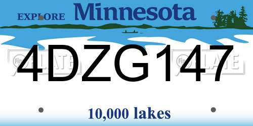 4DZG147 Minnesota License Plate