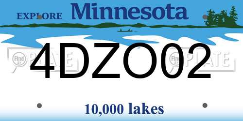 4DZO02 Minnesota License Plate