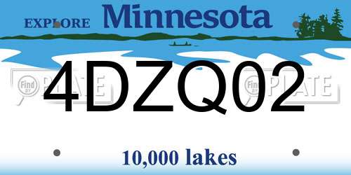 4DZQ02 Minnesota License Plate