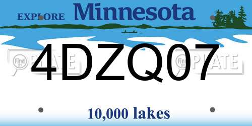 4DZQ07 Minnesota License Plate