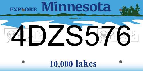 4DZS576 Minnesota License Plate