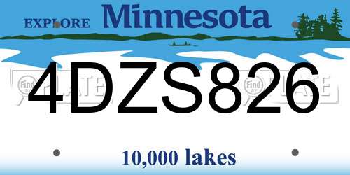 4DZS826 Minnesota License Plate