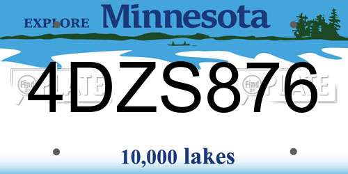 4DZS876 Minnesota License Plate