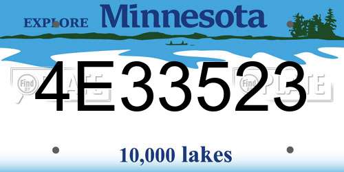 4E33523 Minnesota License Plate