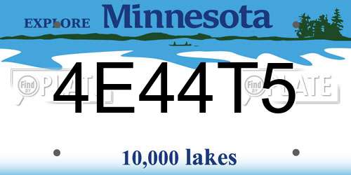 4E44T5 Minnesota License Plate