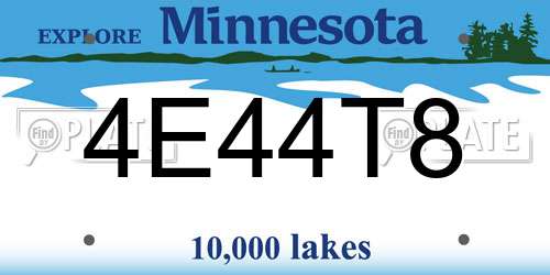 4E44T8 Minnesota License Plate