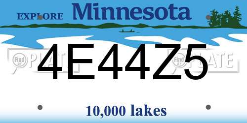 4E44Z5 Minnesota License Plate