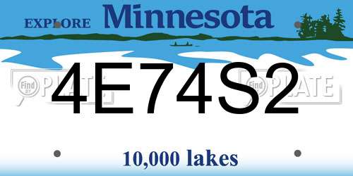 4E74S2 Minnesota License Plate