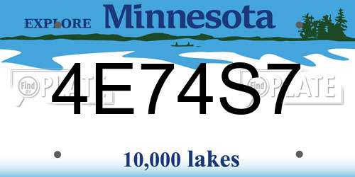 4E74S7 Minnesota License Plate