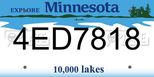 4ED7818 Minnesota License Plate